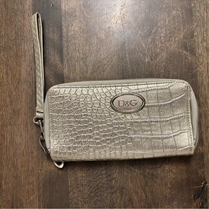 D&G Metallic Gold Croc-Embossed Wallet